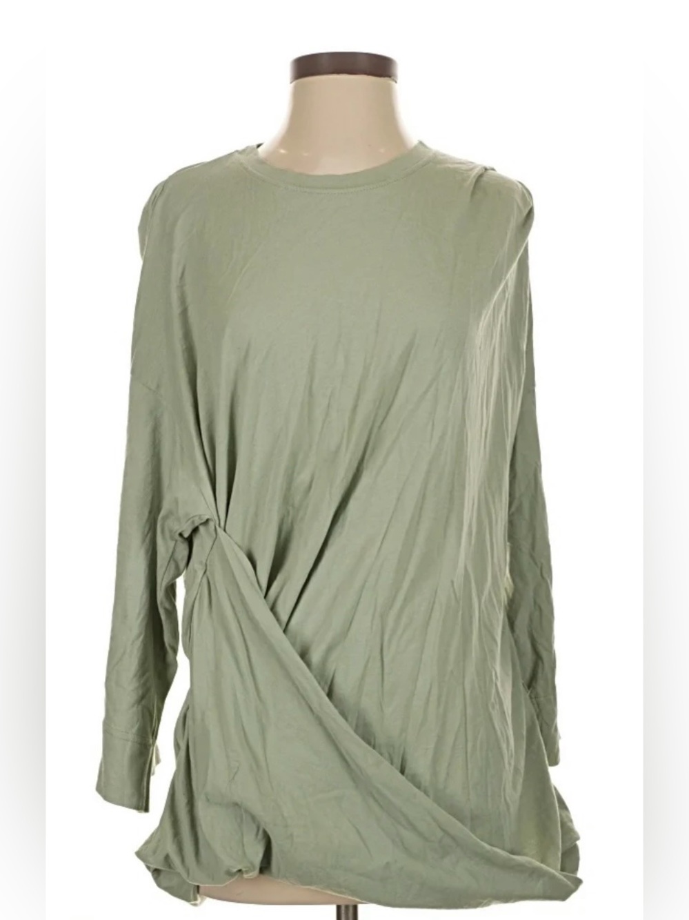 FP ( Free People ) Beach Green Cotton 3/4 Sleeve Tee L
